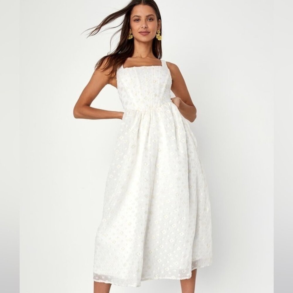 Lulus NWT white ivory midi corset dress
